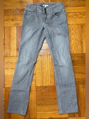 CAbi Women’s Gray Lou Lou Mid Rise Slim Straight Jeans Size 4
